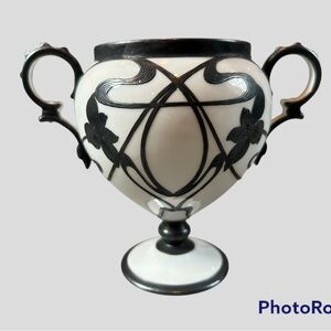 Elegant Black and White Art Nouveau‎ Vase